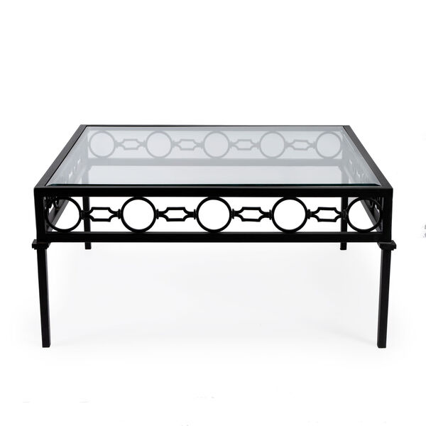 Southport Black Iron Upholstered Outdoor Coffee Table, image 2