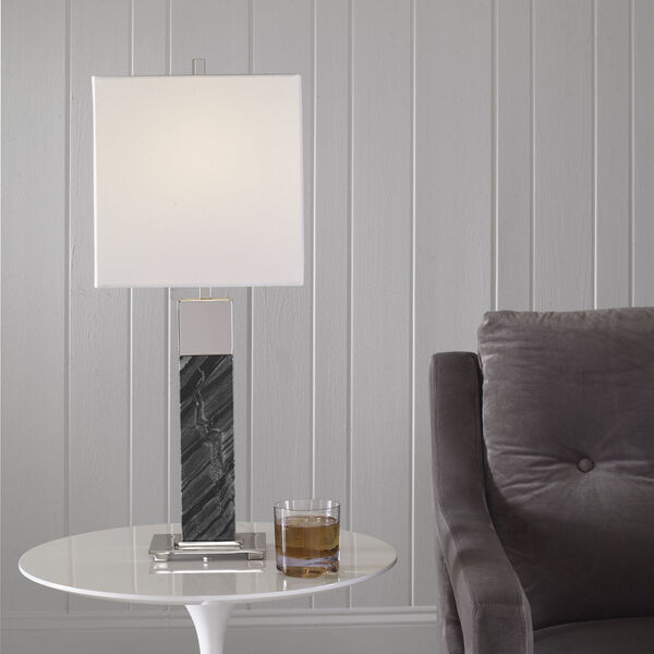 Pilaster Gray and White One-Light Marble Table Lamp, image 3