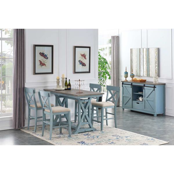 Bar Harbor Blue and Natural Counter Height Dining Table, image 6