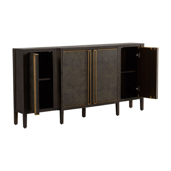 Fitzgerald Dark Brown and Stained Brass Cabinet, image 3