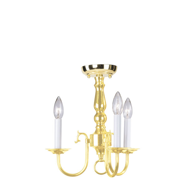 Polished Brass Three-Light Mini Chandelier, image 3