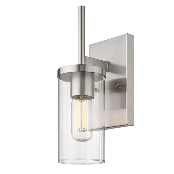 Winslett Pewter Five-Inch One-Light Wall Sconce with Ribbed Clear Glass Shade, image 4