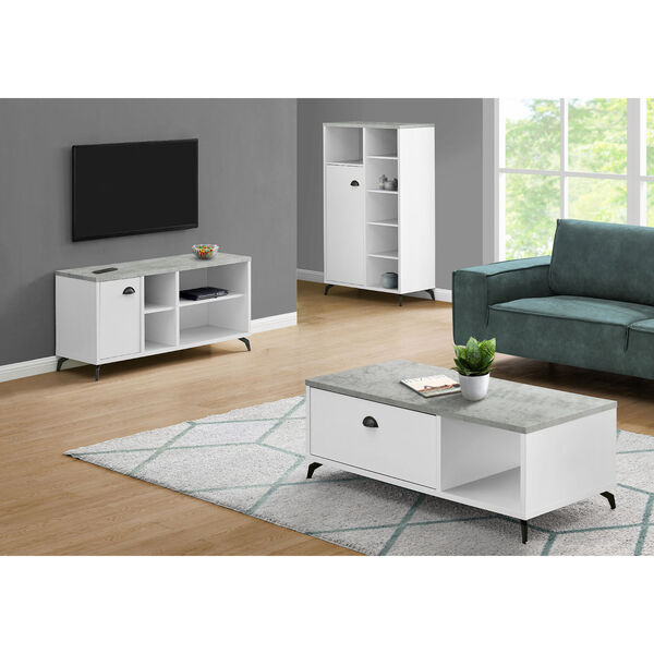 White and Black TV Stand with Four Shelves, image 3