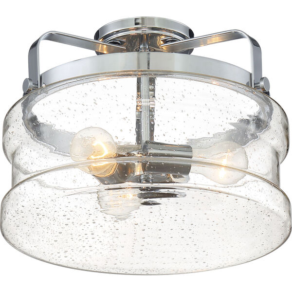Danbury Polished Chrome 14-Inch Three-Light Semi-Flush Mount with Clear Seeded Glass, image 3