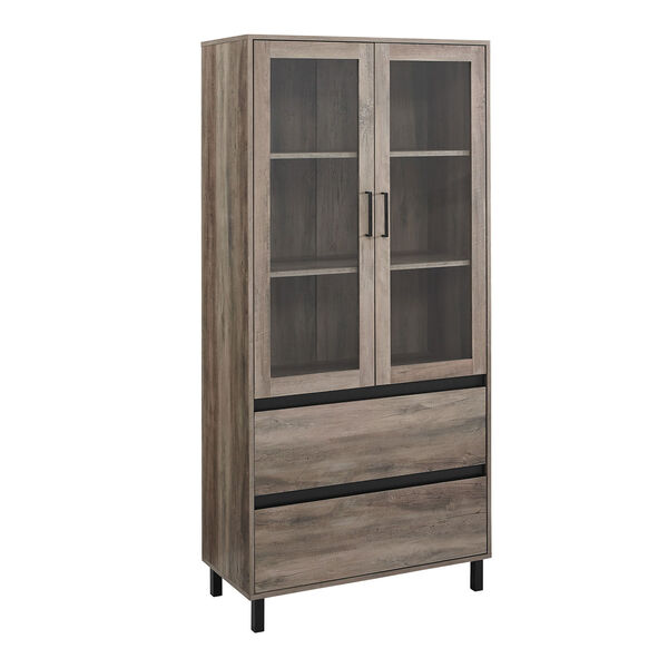 Clark Gray and Black Storage Hutch with Glass Door, image 1