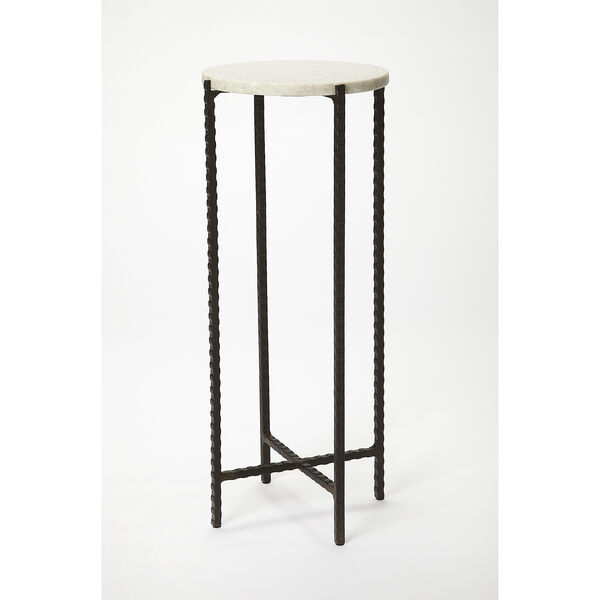 Nigella White Marble and Black Cross Legs Side Table, image 3