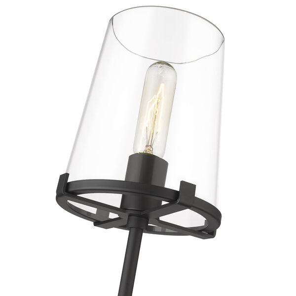 Callista Matte Black One-Light Wall Sconce with Clear Glass Shade, image 6