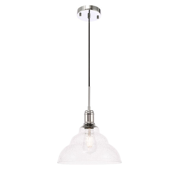 Gil Chrome 11-Inch One-Light Pendant with Clear Seeded Glass, image 4