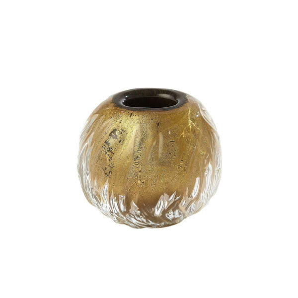Gold and Clear Round Swirl Vase, image 1