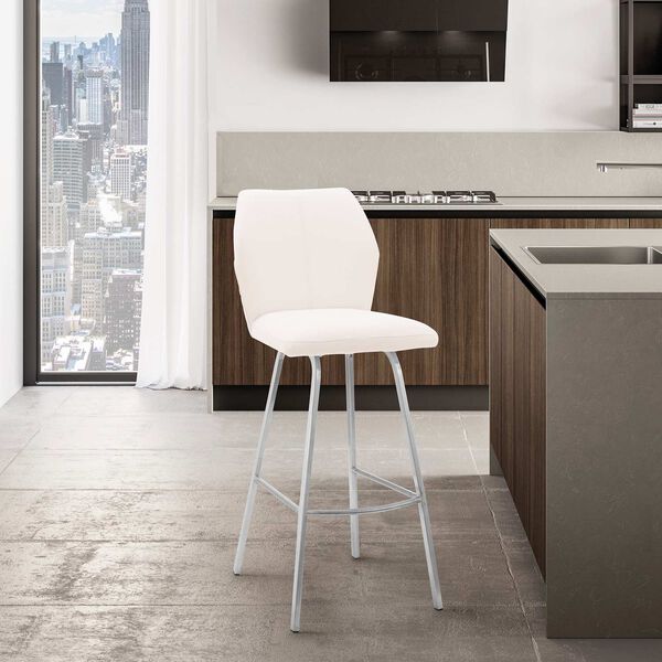 Tandy Brushed Stainless Steel White Counter Stool, image 2