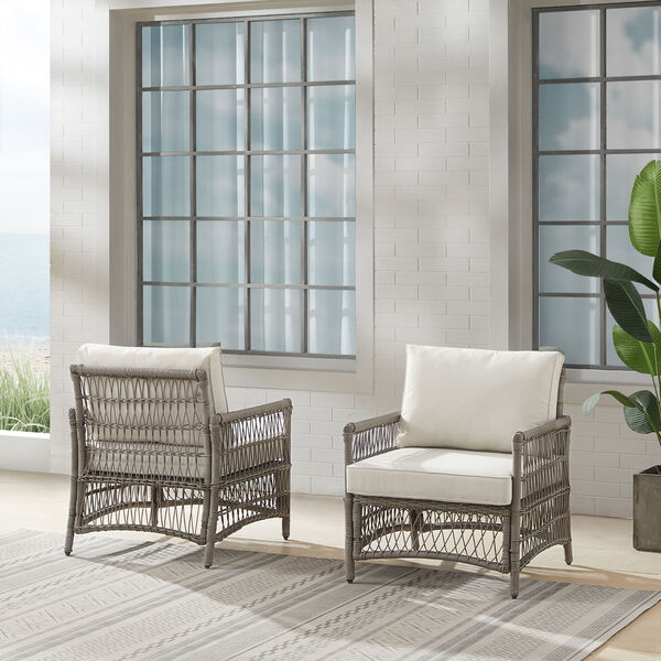 Thatcher Creme and Driftwood Outdoor Wicker Armchair, Set of 2, image 2
