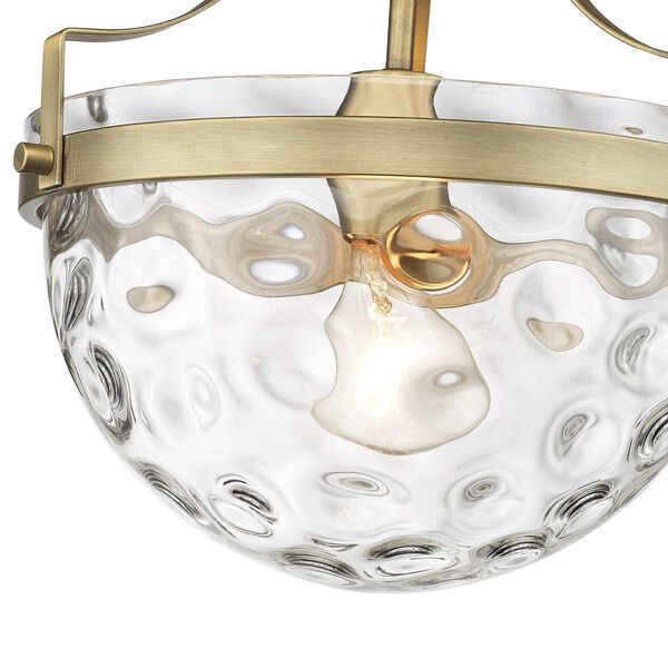 Quinn Antique Brass One-Light Semi-Flush Mount with Clear Wavey Glass, image 6