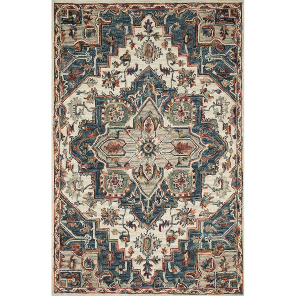 Victoria Blue with Red Rectangle: 7 Ft. 9 In. x 9 Ft. 9 In. Rug, image 1
