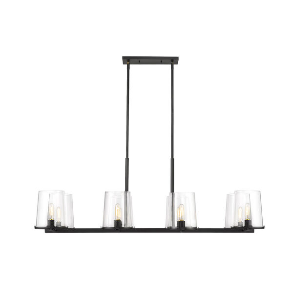 Callista Matte Black Eight-Light Chandelier with Clear Glass Shade, image 4