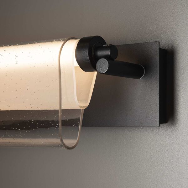 Draped Glass Black Integrated LED Wall Sconce with Seeded Glass, image 3