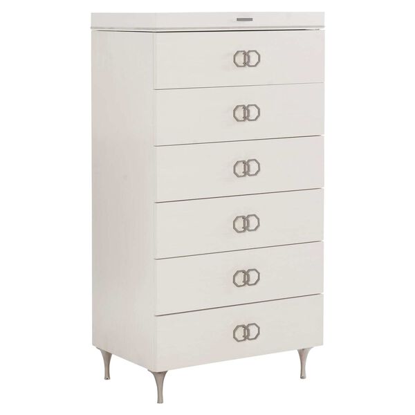 Silhouette Eggshell and Stainless Steel Tall Drawer Chest, image 2