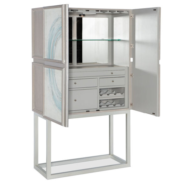 Melange Light Gray White Kandin Bar Cabinet, image 2