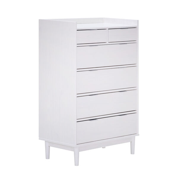 White Solid Wood Six-Drawer Dresser, image 3