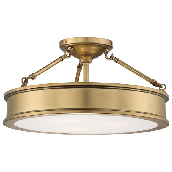 Harbour Point Three-Light Semi-Flush Mount in Liberty Gold, image 1