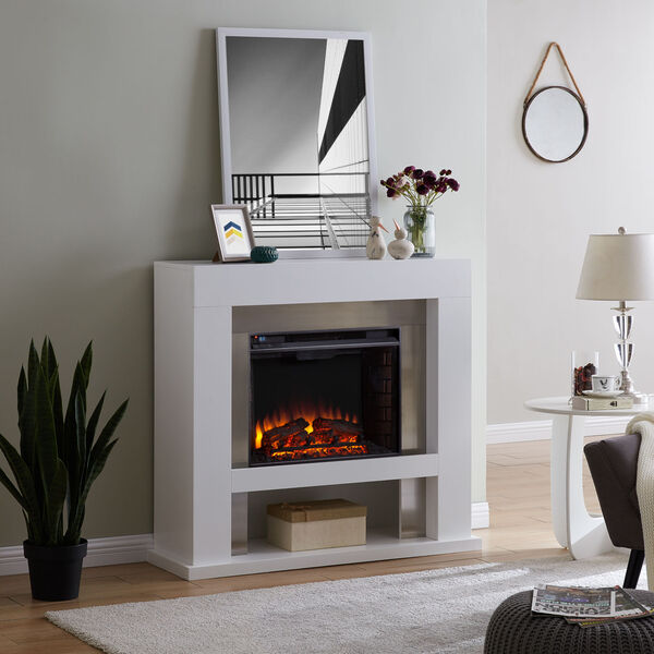 Lirrington White Stainless Steel Electric Fireplace, image 4