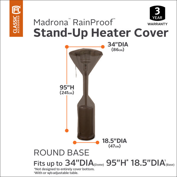 Birch Dark Cocoa RainProof Stand-Up Patio Heater Cover, image 2