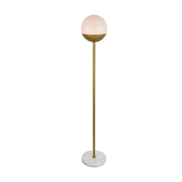 Eclipse Brass and Frosted White 62-Inch One-Light Floor Lamp, image 1