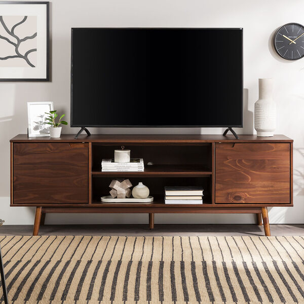 Adair Walnut Solid Wood TV Stand with Two Doors, image 4