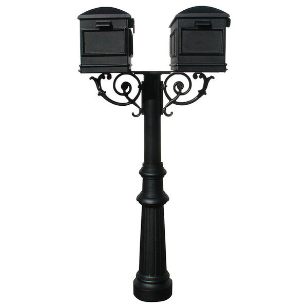 Hanford Black Twin Mailbox Post Mount with Fluted Base, image 1