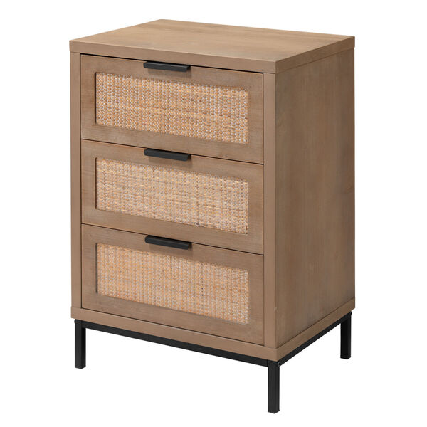 Grace Washed Wood and Black Side Table with Three Drawers, image 1