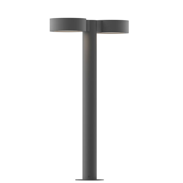 Inside-Out REALS Textured Gray 22-Inch LED Double Bollard with Frosted White Lens, image 1