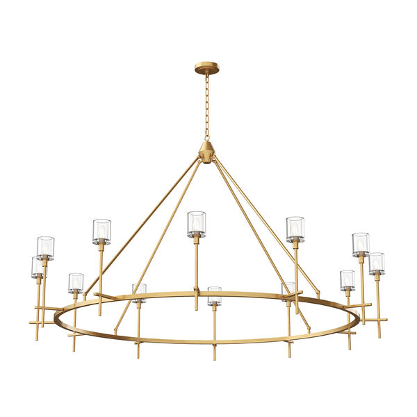 Salita Vintage Brass 12-Light Chandelier with Clear Crystal, image 1
