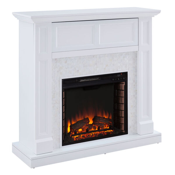 Nobleman White Tiled Media Fireplace Console, image 5