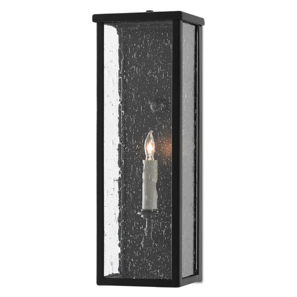 Tanzy Midnight One-Light Outdoor Wall Sconce with Seeded Glass, image 1