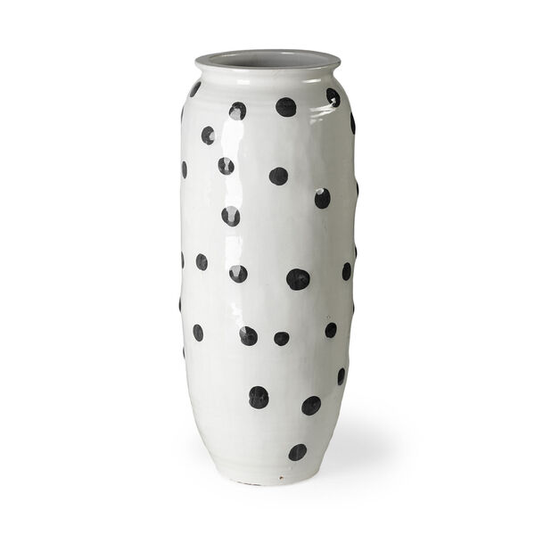 Polka White 31-Inch Ceramic Polka Dot Vase, image 1