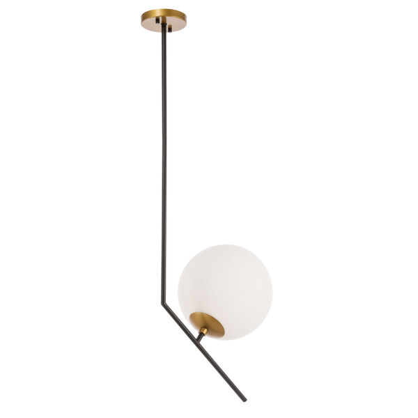 Ryland Black Brass One-Light Pendant with Frosted White Glass, image 6