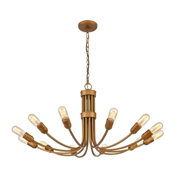 Conway Painted Aged Brass 12-Light Chandelier, image 1