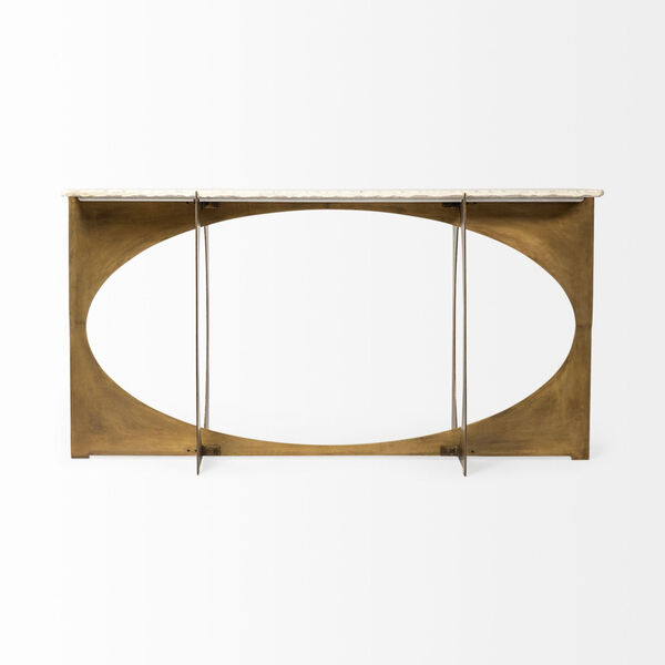 Reinhold White and Gold Marble Top Console Table, image 2