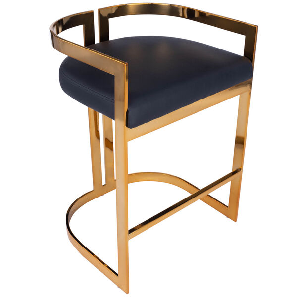 Clarence Gold and Black Faux Leather Counter Stool, image 1