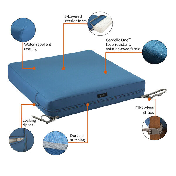 Maple Empire Blue 21 In. x 19 In. x 5 In. Rectangular Patio Seat Cushion, image 2