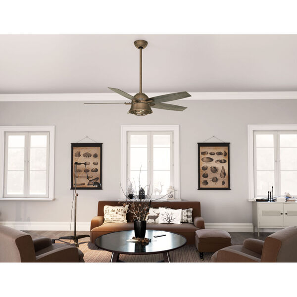 Hampshire Weathered Copper 52-Inch Two-Light LED Ceiling Fan with Handheld Remote, image 4