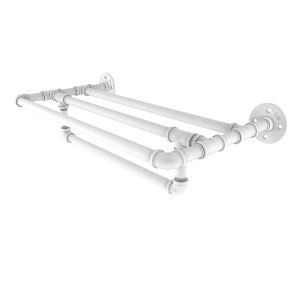 Pipeline Matte White 36-Inch Wall Mounted Towel Shelf with Towel Bar, image 1