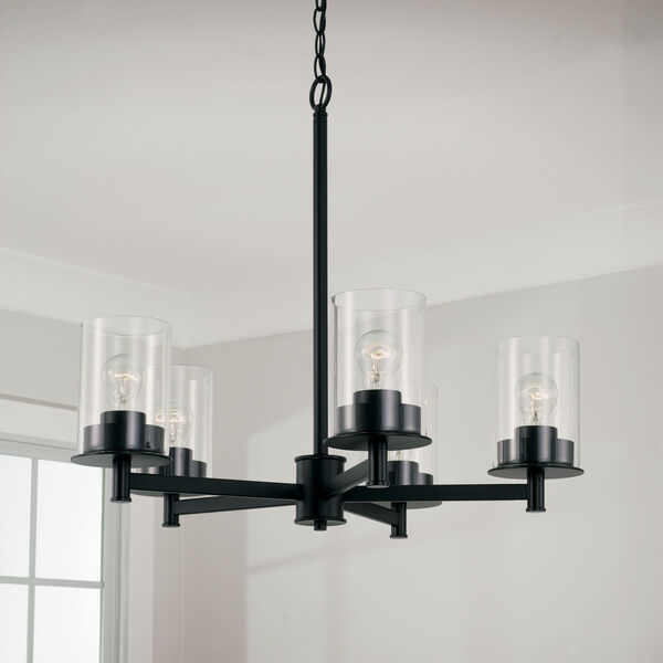 HomePlace Mason Matte Black Five-Light Chandelier with Clear Glass, image 5