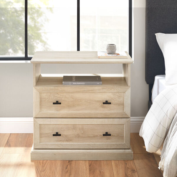 Clyde White Oak Nightstand with Two Drawers, image 1
