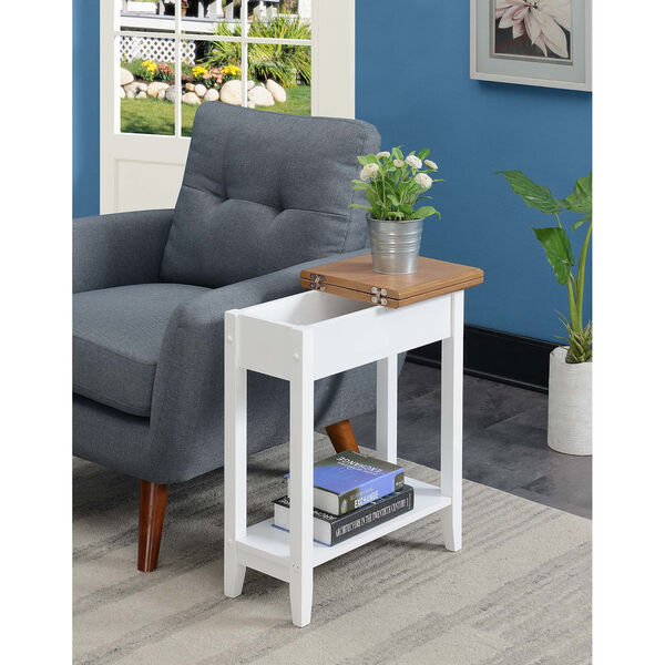 American Heritage Driftwood White 11-Inch Flip Top End Table, image 1