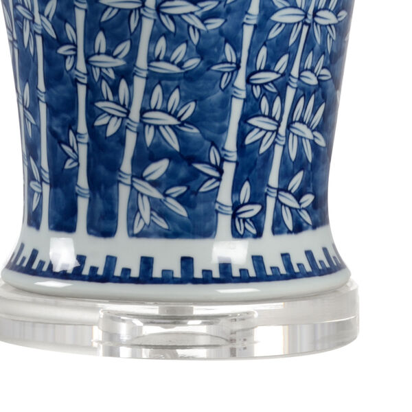 Blue and White Glaze One-Light Bamboo Vase Table Lamp, image 2