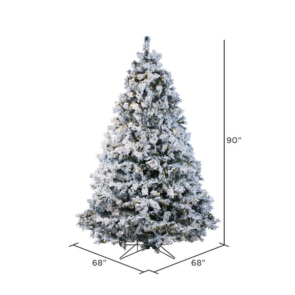 Flocked Alaskan White on Green 7.5 Foot x 68-Inch Christmas Tree with 900 Warm White LED Lights, image 5