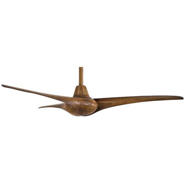 Wave 52-Inch Ceiling Fan with Three Blades in Distressed Koa Finish, image 4