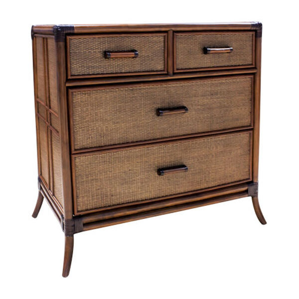 Palm Cove Brown Four-Drawer Split Chest with Glass Top, image 1