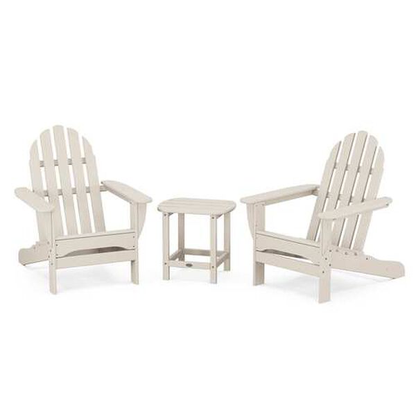 Classic Sand Adirondack Set with South Beach Side Table, 3-Piece, image 1