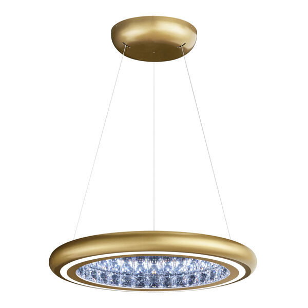 Infinite Aura Glimmer Gold 23-Inch LED Pendant with Swarovski Crystal, image 1